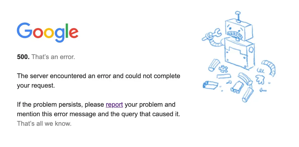 500 server error