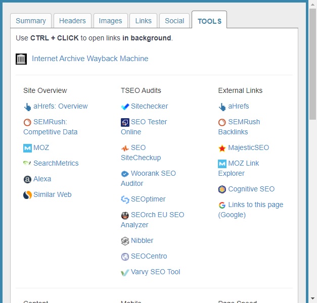 Tools tab