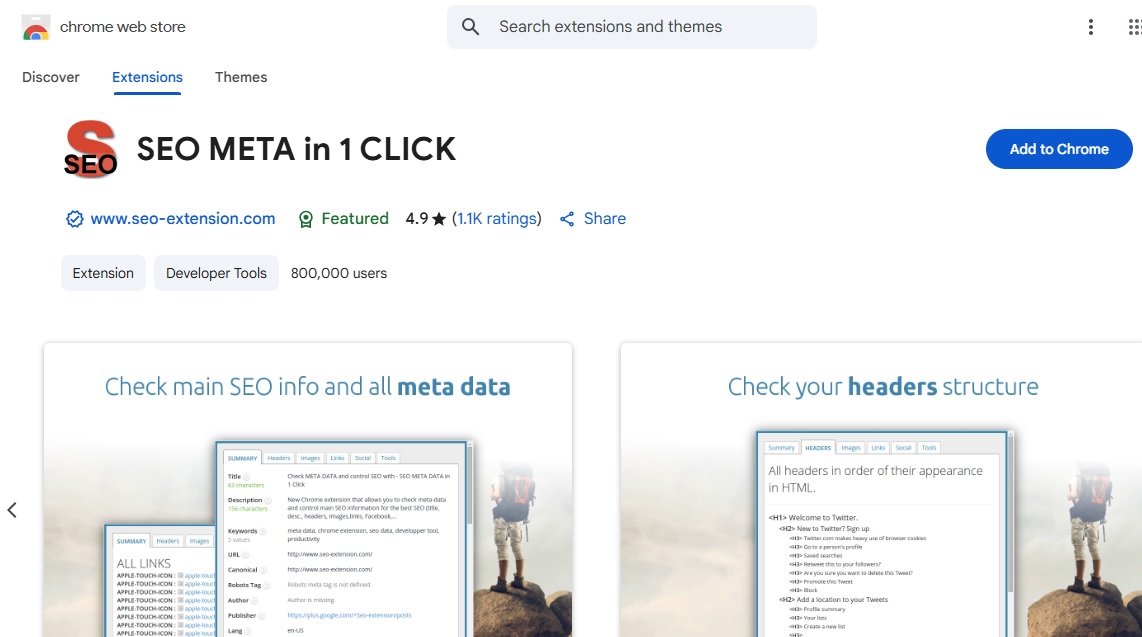 SEO Meta in 1 click Chrome extension