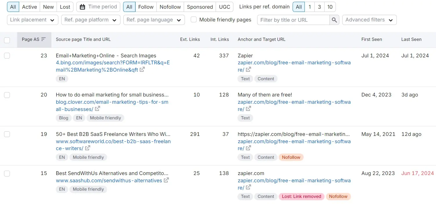 Check Competitor's backlinks