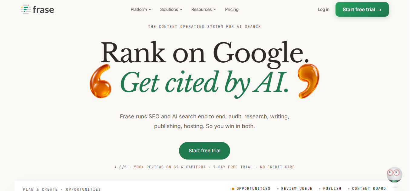 Frase SEO content tool image