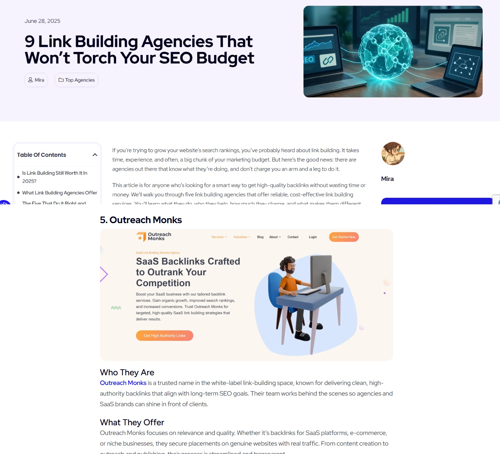 Listicle Link Building Example