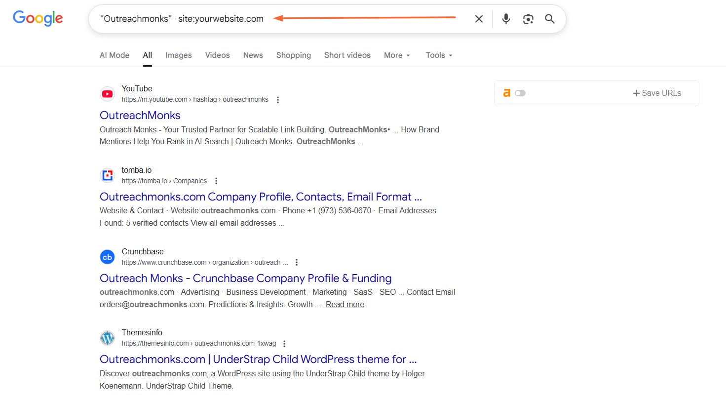 Exclude your own website
