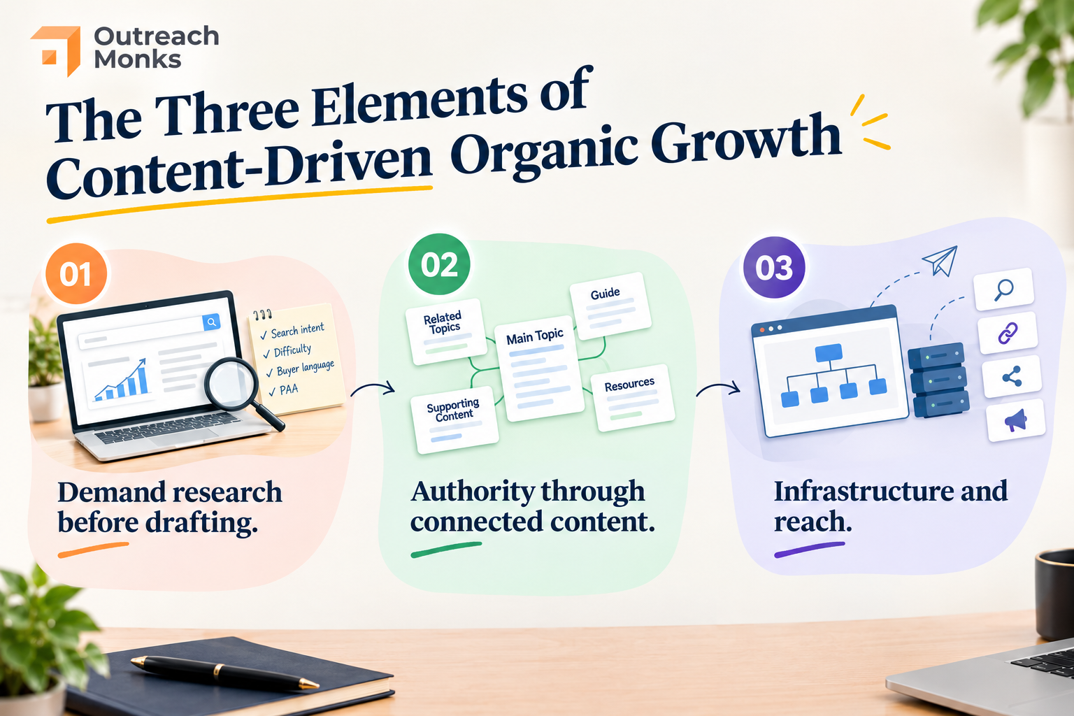 Three Elements of content marketing blog image