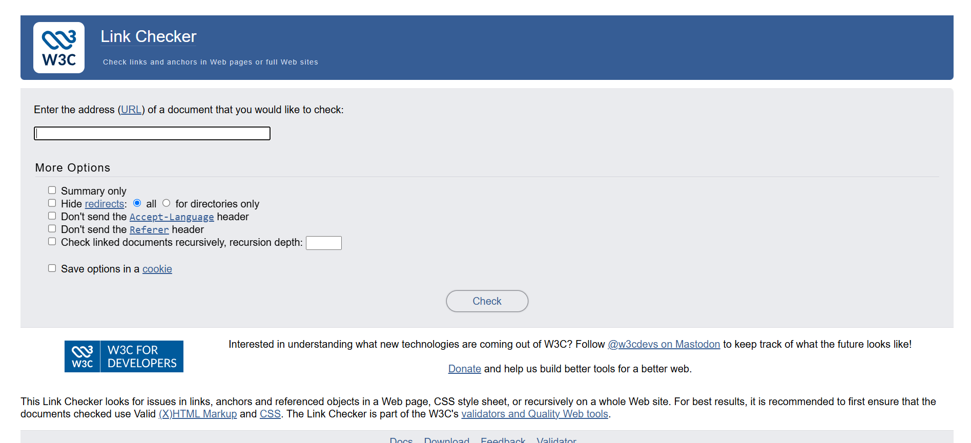 W3C backlink checker tool